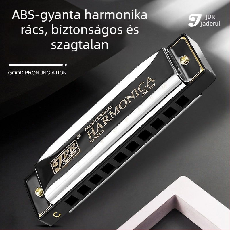 JDR/Jade Rui Blues-harmonika, 10 furat, kulcs C, modell JDR-10, diatonikus blues hangszer