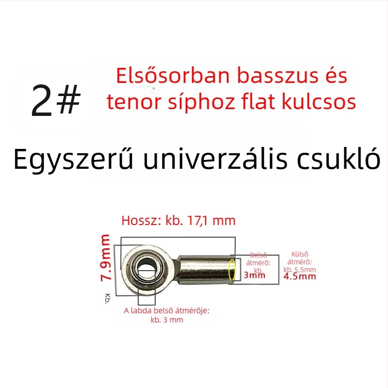 Zenei hangszer mandrel rögzített csavarokkal, univerzális csuklóval és gömbcsuklóval