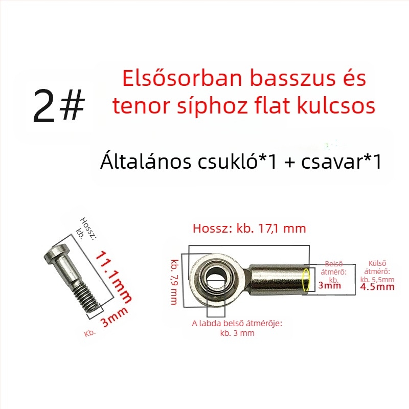 Zenei hangszer mandrel rögzített csavarokkal, univerzális csuklóval és gömbcsuklóval