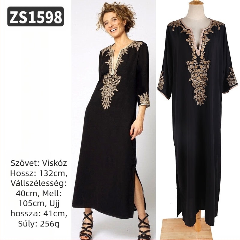 Hímzett strandköntös rayonból; bélés: rayon, 100% pamut; stílus: strandruha; nőknek 18–24 évesek