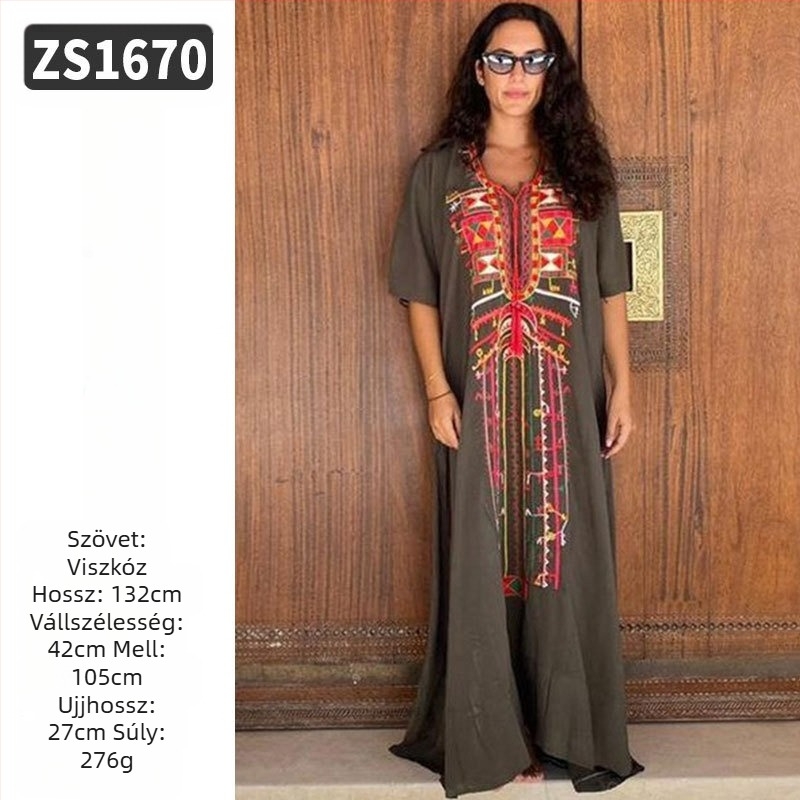 Hímzett strandköntös rayonból; bélés: rayon, 100% pamut; stílus: strandruha; nőknek 18–24 évesek