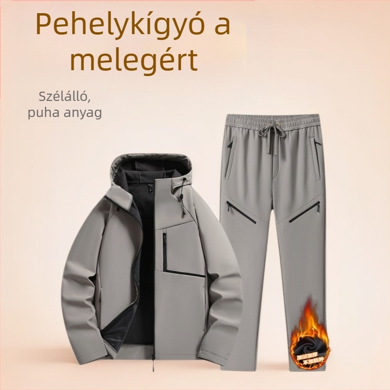 Férfi soft-shell kabát ősz–télre, fleece béléssel, meleg, vízálló és szélálló, kültéri túraruházathoz