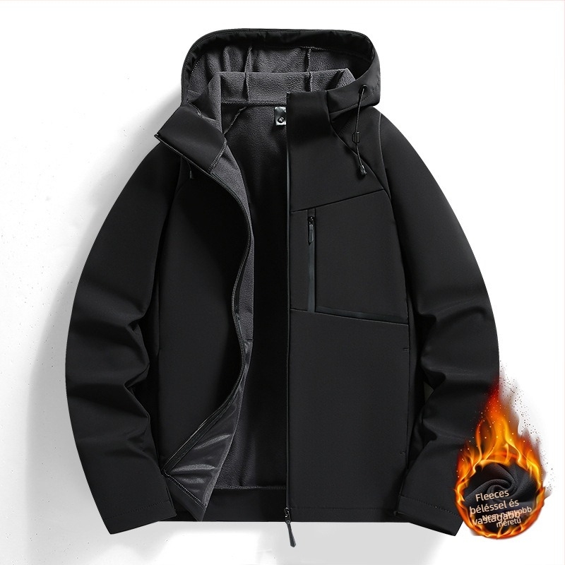Férfi soft-shell kabát ősz–télre, fleece béléssel, meleg, vízálló és szélálló, kültéri túraruházathoz