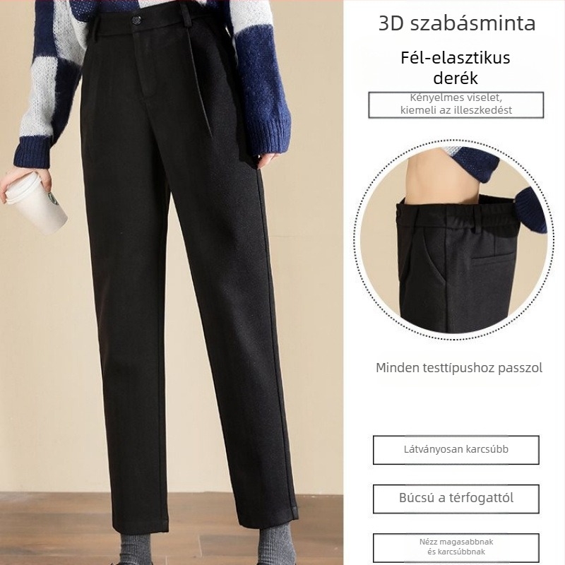 Női mindennapi nadrág szabad derekával és laza szabással, mikro elasztikussággal, téli 2024 kollekció, Glass Dream Spinning