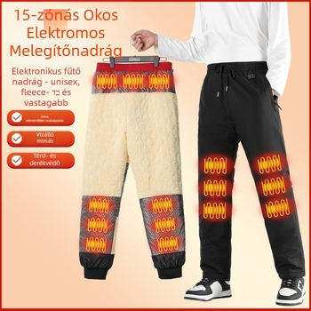 Intelligens elektromos fűtésű nadrág, fleece béléssel, egyenes szabású, középmagas derékkal, poliészter rostok keveréke