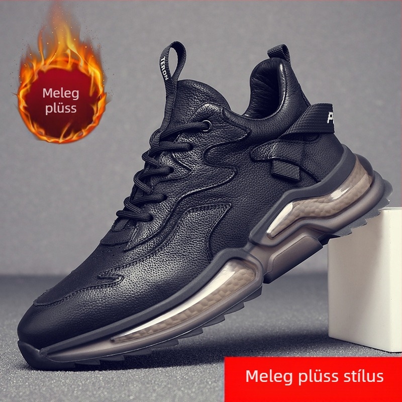 Fiatal Férfiak Napi Bőr Cipő – Felső rész: tehén split bőr; Belső: mesterséges rövid plüss; Toe: kerek; Sarokmagasság: alacsony 1–3 cm; Mind a négy évszak