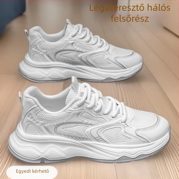 Férfiaknak szánt Dad Shoes cipő, PU+hálós felsőrész, habos gumi talp, légáteresztő, fűzős zárás