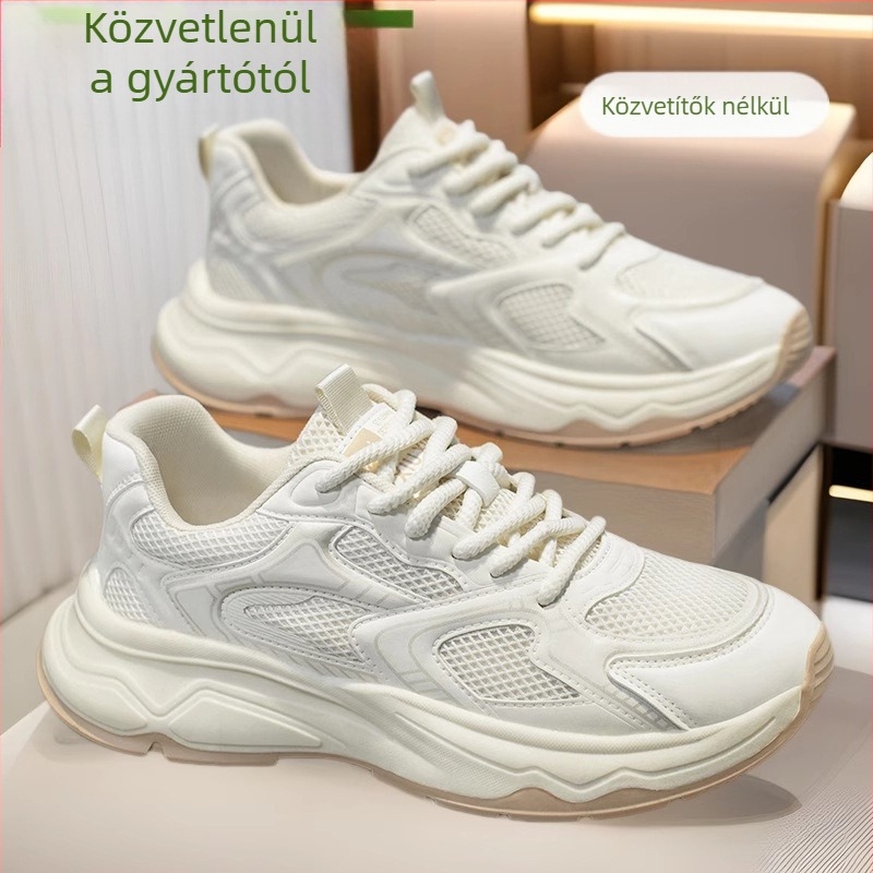 Férfiaknak szánt Dad Shoes cipő, PU+hálós felsőrész, habos gumi talp, légáteresztő, fűzős zárás
