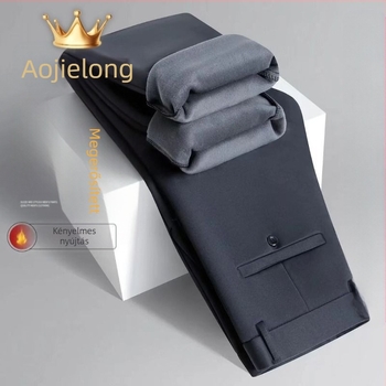 Orgeron téli súlyú üzleti nadrágok, magas rugalmasságú, egyenes szárú, övvel