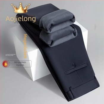 Orgeron téli súlyú üzleti nadrágok, magas rugalmasságú, egyenes szárú, övvel