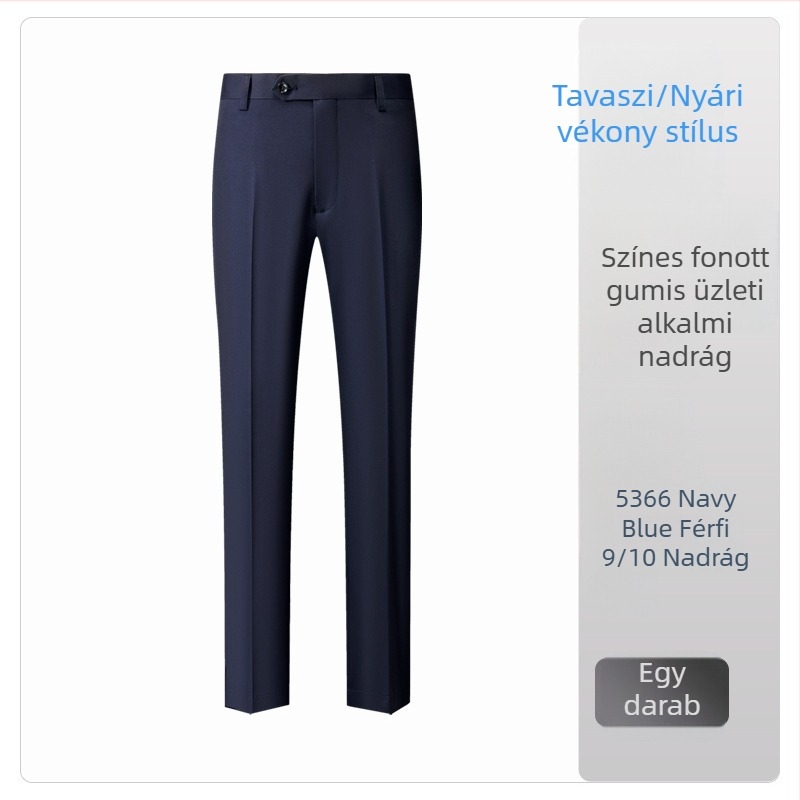 Drapírozott, egyenes szabású nadrág férfiak és nők számára, üzleti casual stílus, elasztikus, 9/10 hosszú, nyári megjelenés