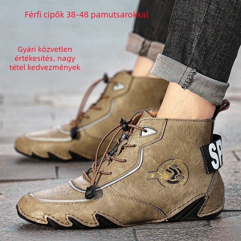 Férfi téli bőrből készült csizma - felsőrész kettős bőrből, gumírozott talp, EVA talpbetét, kerek orr