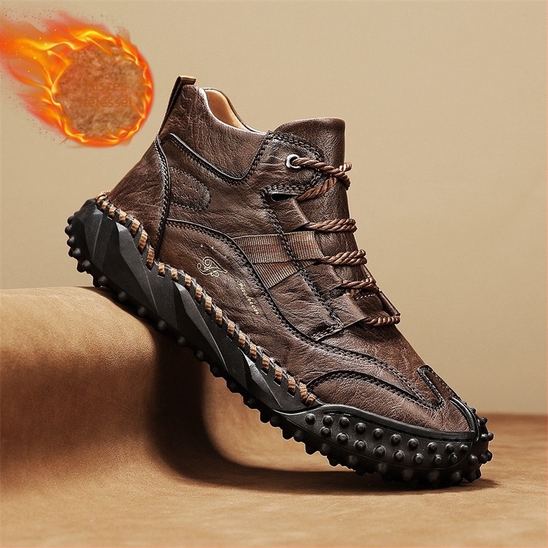 Martin férfiaknak készült magas szárú téli bakancsok, mikrofiber bőrfelső, gumírozott talp, kerek orr, PU belső talp