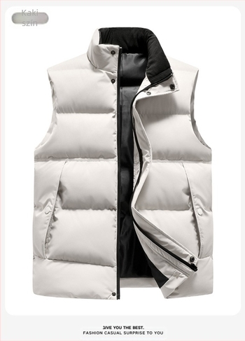 Férfi pamut mellény poliészter töltettel és polieszter béléssel, sportos stílus, fazon FIT, levhető gallér