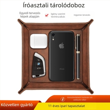 Asztali tároló – Összecsukható PU bőrű rendező a távirányító, kulcs és telefon számára (1 L kapacitás)