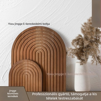 Fából készült tálca ív alakú szivárvány dekorációval – fenyőfa, Jingge márka, modern minimalist stílus, IP licenc