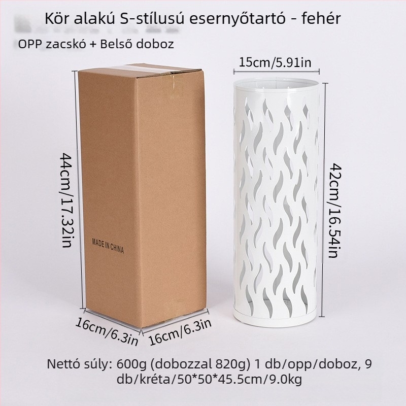 Vasból készült esernyő tároló állvány, egyszerű és modern stílusban, 2024 ősszel debütált, szállodai lobby és otthoni tárolásra.