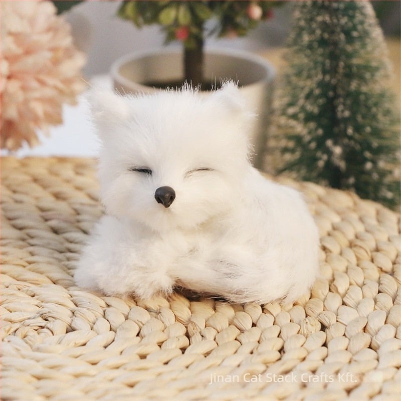 Valósághű róka plüssfigura — műszőr, állatfigura, Cat crafts márka