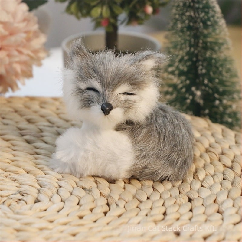 Valósághű róka plüssfigura — műszőr, állatfigura, Cat crafts márka