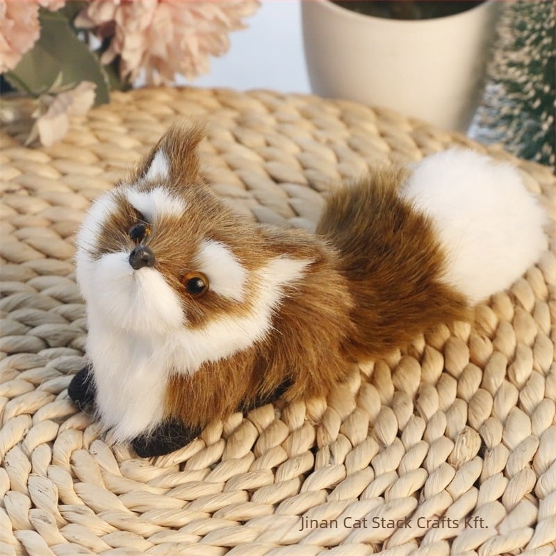 Valósághű róka plüssfigura — műszőr, állatfigura, Cat crafts márka