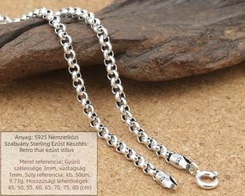 Rich deer S925 Sterling ezüst nyaklánc 3 mm vast kör medál, kötött stílus