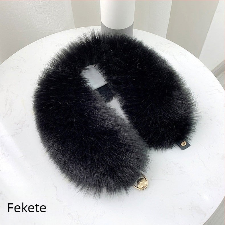 Ink műszőrmés galléros sál, kötött nejlonból, meleg téli kiegészítő, 12 cm szélesség