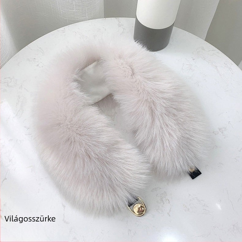 Ink műszőrmés galléros sál, kötött nejlonból, meleg téli kiegészítő, 12 cm szélesség