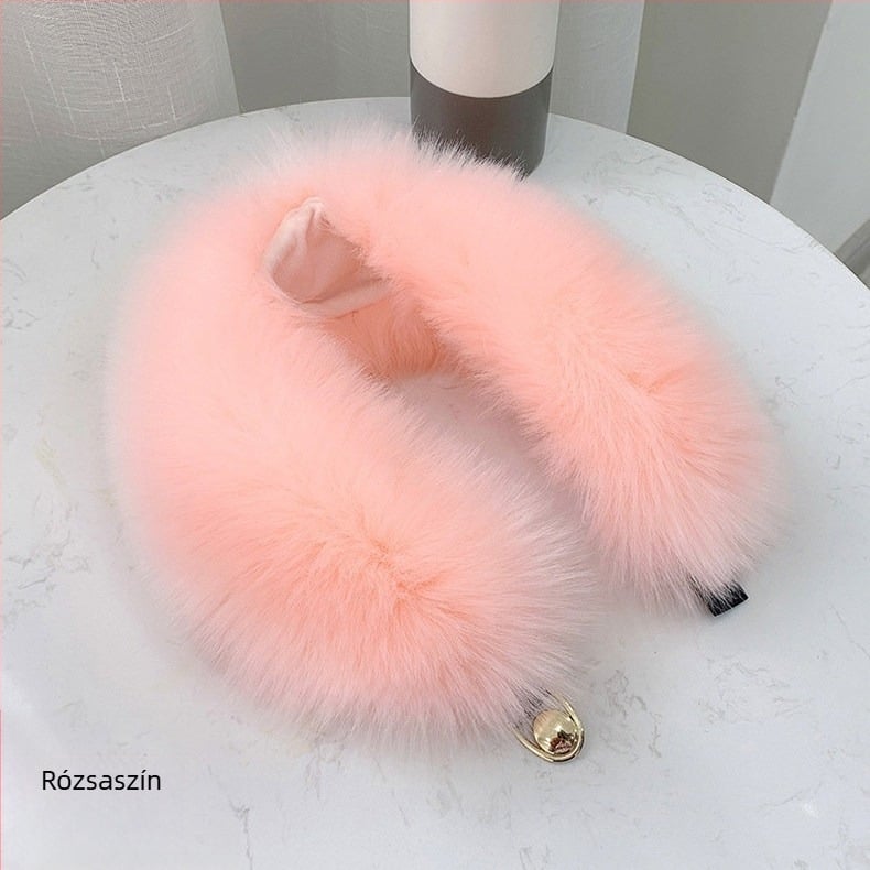 Ink műszőrmés galléros sál, kötött nejlonból, meleg téli kiegészítő, 12 cm szélesség