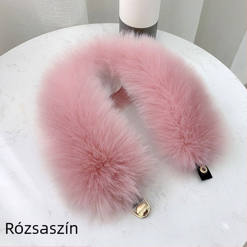 Ink műszőrmés galléros sál, kötött nejlonból, meleg téli kiegészítő, 12 cm szélesség