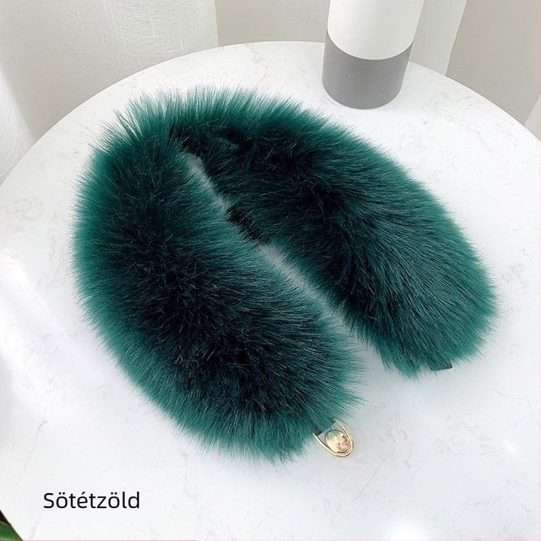 Ink műszőrmés galléros sál, kötött nejlonból, meleg téli kiegészítő, 12 cm szélesség