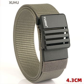 Nylon szövött öv, 4,3 cm szélesség, automata csat, koreai stílus, egyszerű dizájn