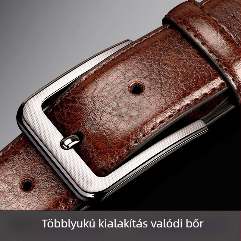 Férfi bőrből készült öv ötvözetes csattal, tűcsattal, retro üzleti-casual stílus, szélesség 2–4 cm, eredeti dizájn, 2023 nyári kiadás