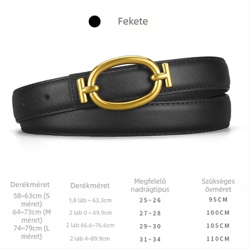 Női valódi bőrből készült öv ötvözetű lemezcsattal, 2–4 cm szélesség, dombornyomott felület, retro minimalist stílus