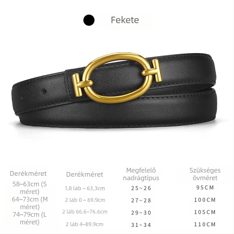 Női valódi bőrből készült öv ötvözetű lemezcsattal, 2–4 cm szélesség, dombornyomott felület, retro minimalist stílus
