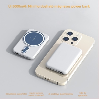 MagSafe mágneses vezeték nélküli power bank, 5000mAh, 10W gyors töltés, QC4.0, polimer lítium‑ion cella