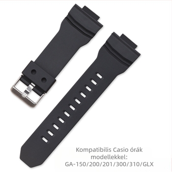 G-Shock cserepánt, GA-150/200/300 kompatibilis; TPU szíj, rozsdamentes acél csat, 2,5 mm vastagság