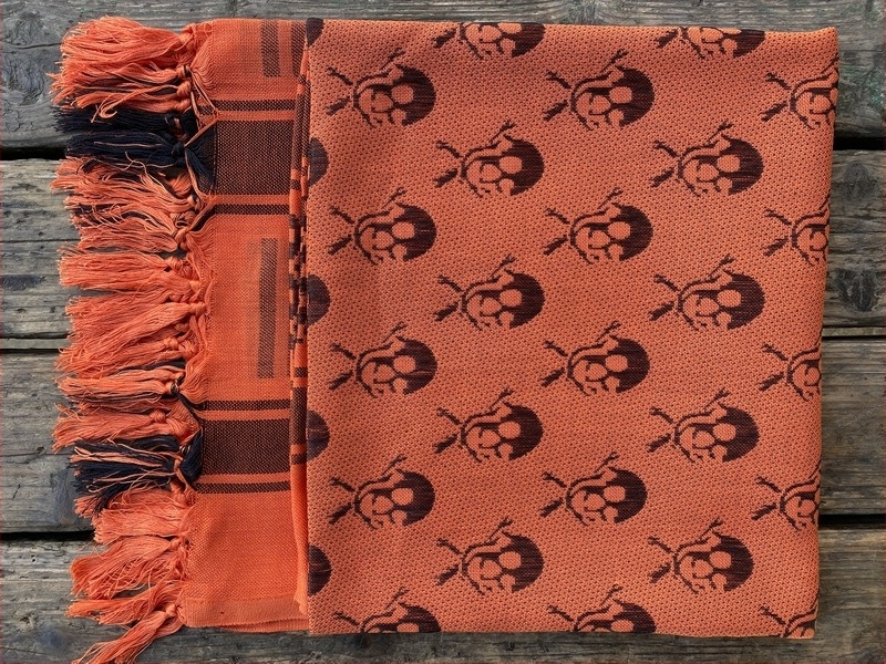 Army Eagle koponya mintás négyszöges sál, pamut, jacquard szövés, kültéri használathoz, retro etnikus stílus