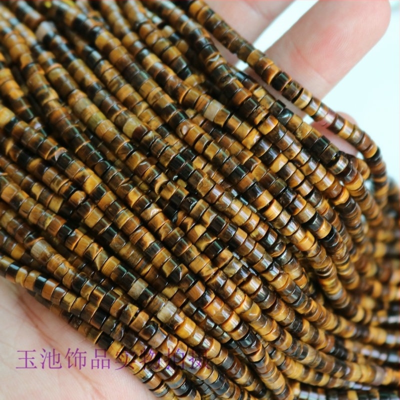 Természetes tigriszem korong spacer gyöngyök nyakláncokhoz, korong alakú középső lyukkal, nyaklánc gyöngy sorozat