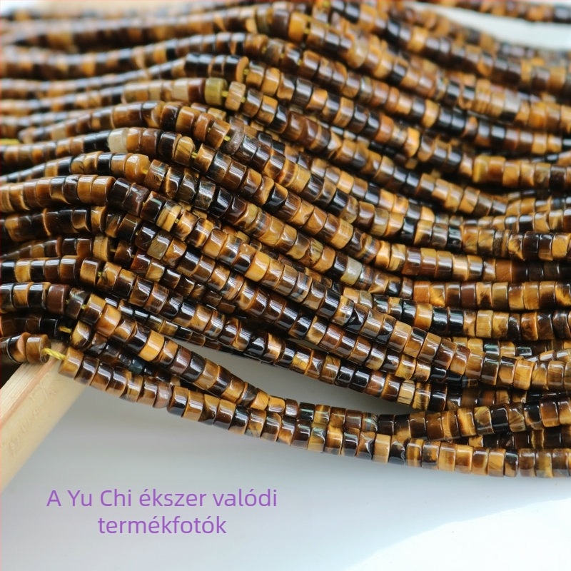 Természetes tigriszem korong spacer gyöngyök nyakláncokhoz, korong alakú középső lyukkal, nyaklánc gyöngy sorozat