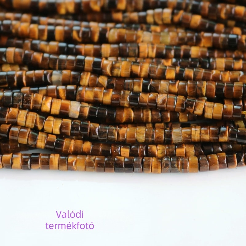 Természetes tigriszem korong spacer gyöngyök nyakláncokhoz, korong alakú középső lyukkal, nyaklánc gyöngy sorozat