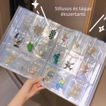 Nagykapacitású ékszer-tároló- és kiállító állvány, szervező könyv ékszerekhez; oxidáció elleni záró tasakok fülbevalókhoz és hajcsatokhoz