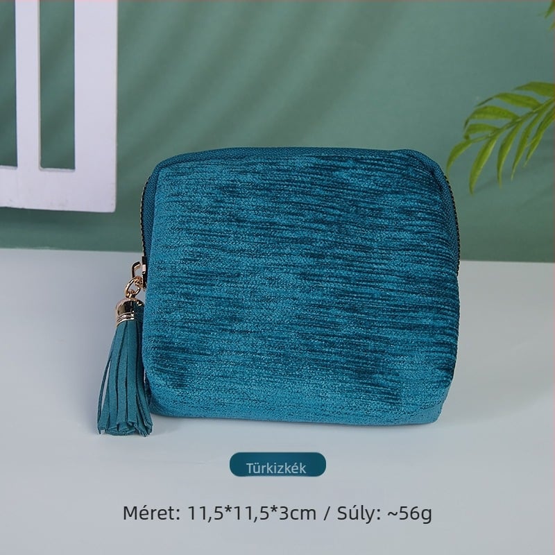 Ékszertároló táska csüngővel és cipzárral, nagy kapacitású, dupla velúr belsővel