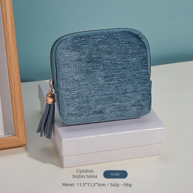 Ékszertároló táska csüngővel és cipzárral, nagy kapacitású, dupla velúr belsővel