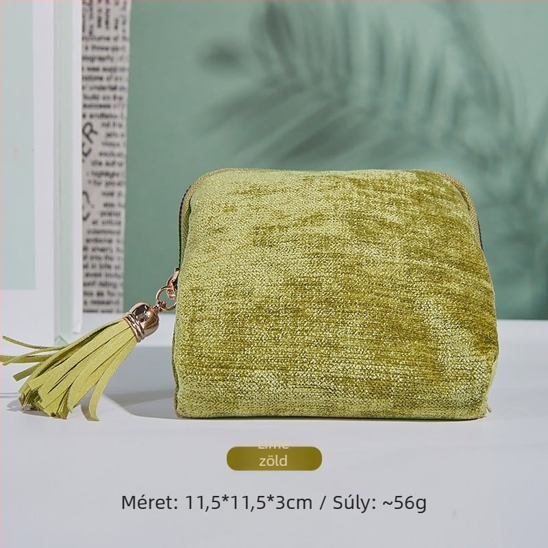 Ékszertároló táska csüngővel és cipzárral, nagy kapacitású, dupla velúr belsővel