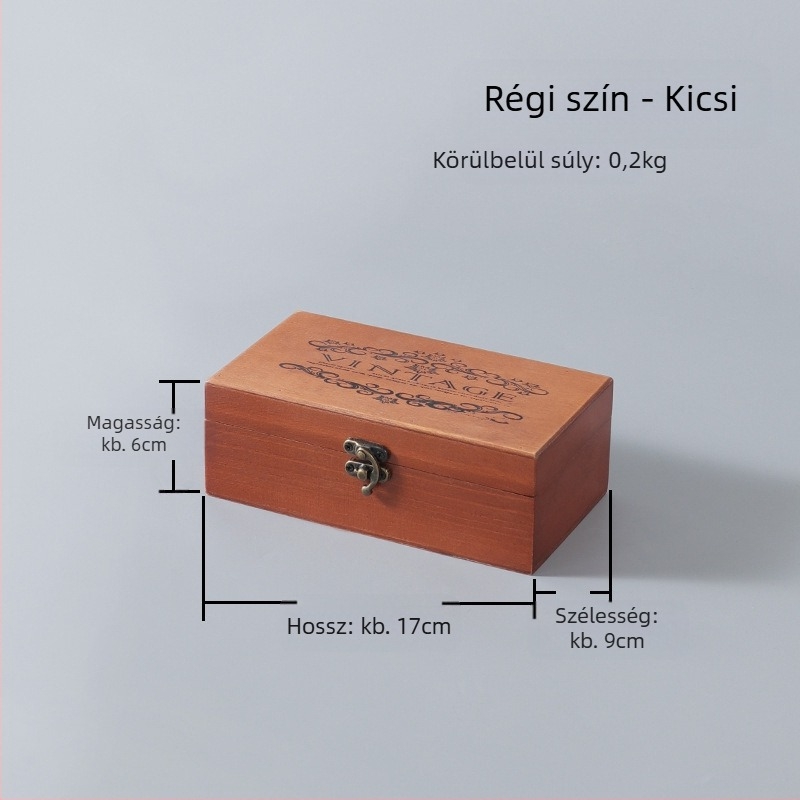 Íróasztali tároló doboz - fából készült, porvédett, csíkos mintázat, 1 L kapacitás, új kínai stílus