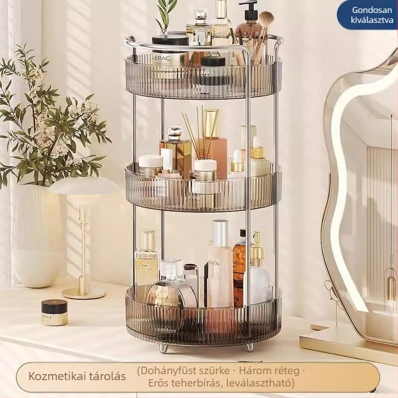 Forgó kozmetikai tárolóasztal – műanyag, fúrás nélküli felület, modern minimalista dizájn