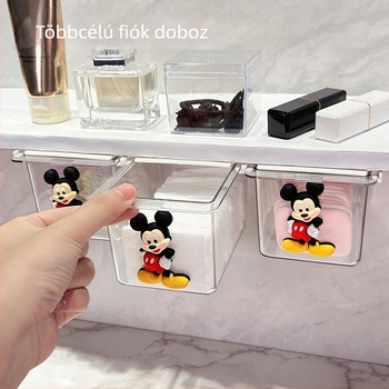 Tükör alatti fiókos tároló – aranyos karikatúra fürdőszobai rendező, műanyag, porvédett