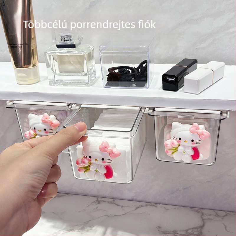 Tükör alatti fiókos tároló – aranyos karikatúra fürdőszobai rendező, műanyag, porvédett