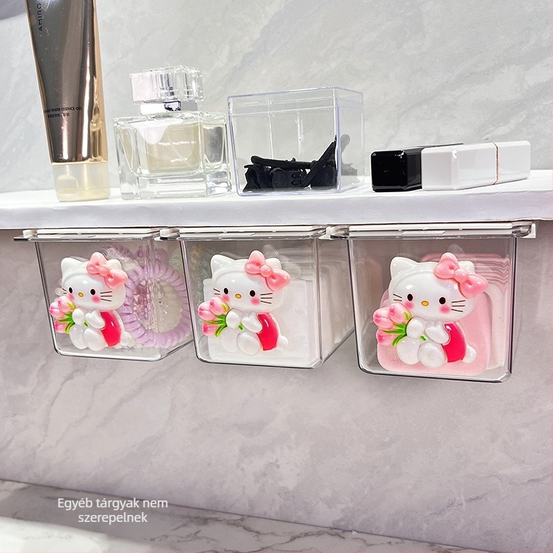 Tükör alatti fiókos tároló – aranyos karikatúra fürdőszobai rendező, műanyag, porvédett