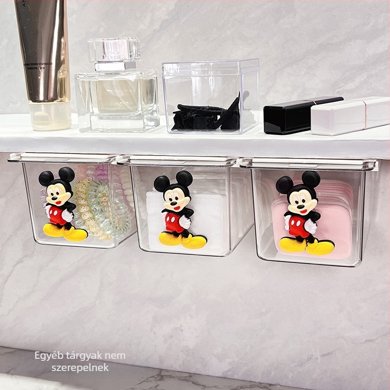 Tükör alatti fiókos tároló – aranyos karikatúra fürdőszobai rendező, műanyag, porvédett